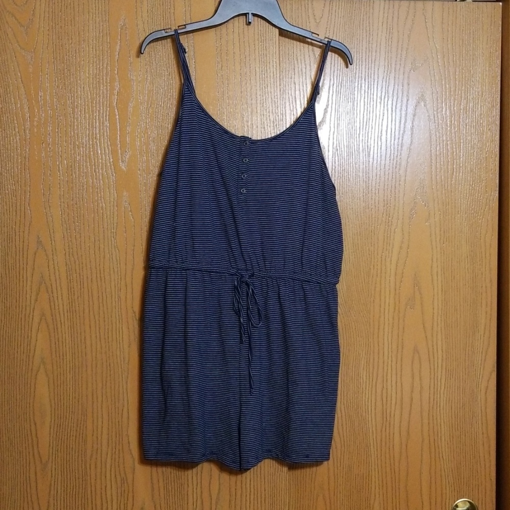 Navy Blue Striped Romper
